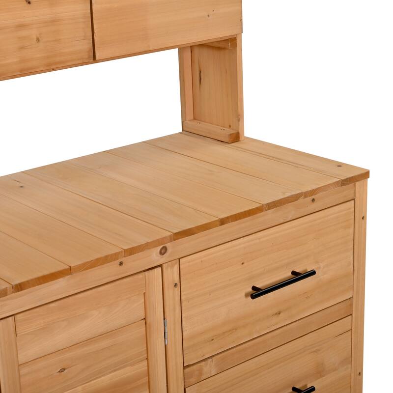 45" Farmhouse Patio Potting Bench Garden Workstation with 6 Drawers & Cabinet