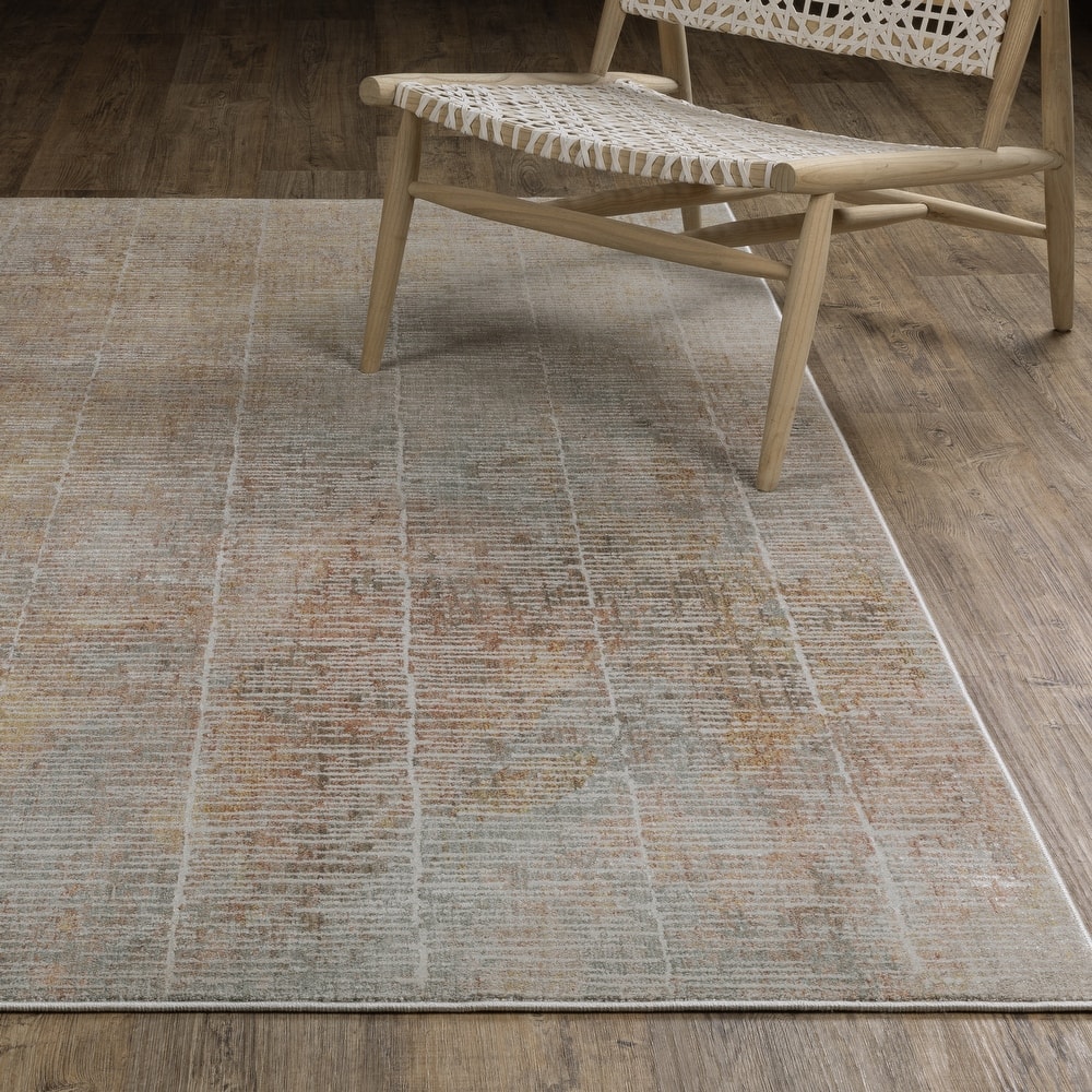 Melody Distressed Stripe Beige/ Multi Area Rug