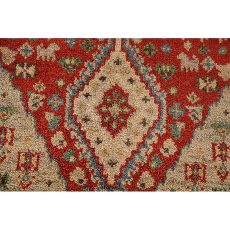 Geometric Kazak Indian Foyer Rug Hand-Knotted Wool Carpet - 2'9"x 5'1"