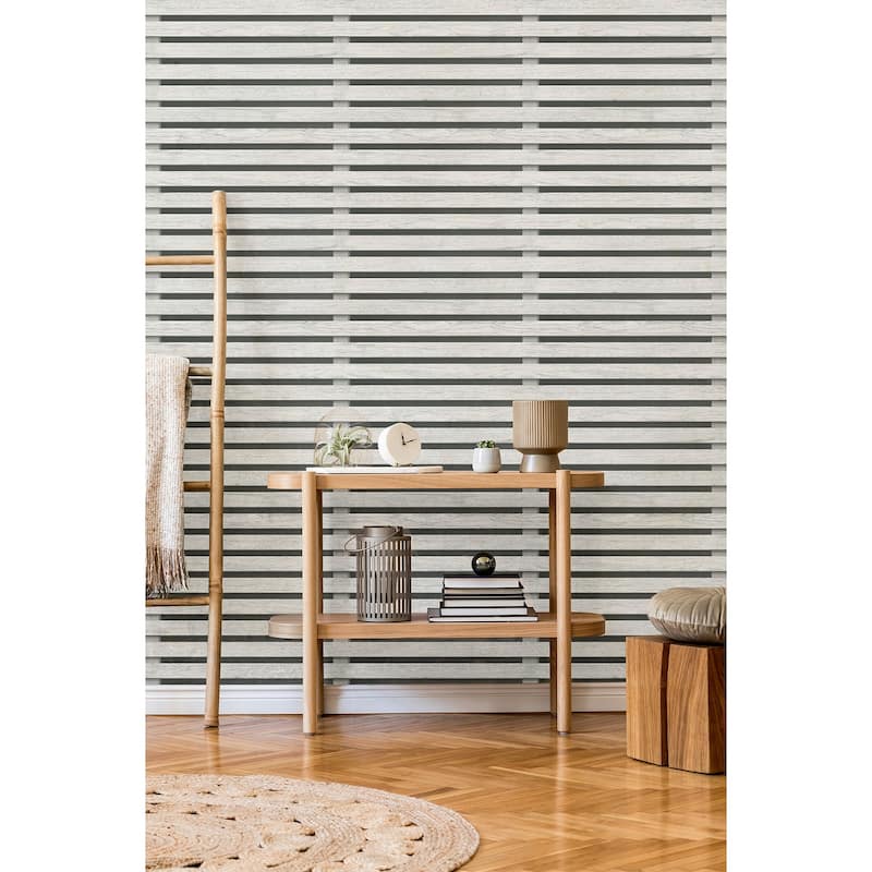 Fine Decor Marlow Charcoal Wood Slats Wallpaper