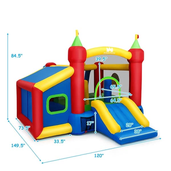 Gymax Inflatable Bounce House Kids Slide Jumping Castle w/ Ball Pit - See Details