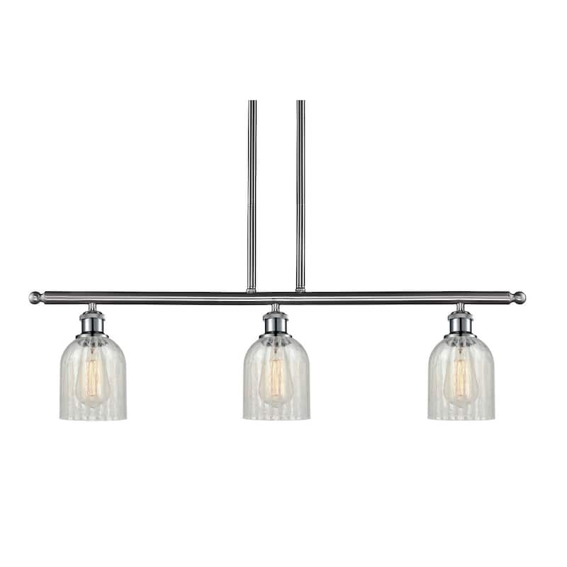 Innovations Lighting Caledonia 3 Light 36" Wide Linear Chandelier - Brushed Satin Nickel / Mouchette