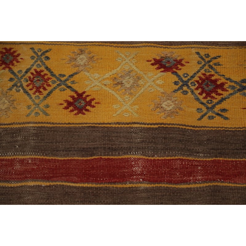 Hand Woven Oriental 100% Wool Carpet Southwestern Tribal Multi-Colored Kilim Area Rug - 10' 3'' X 5' 0''