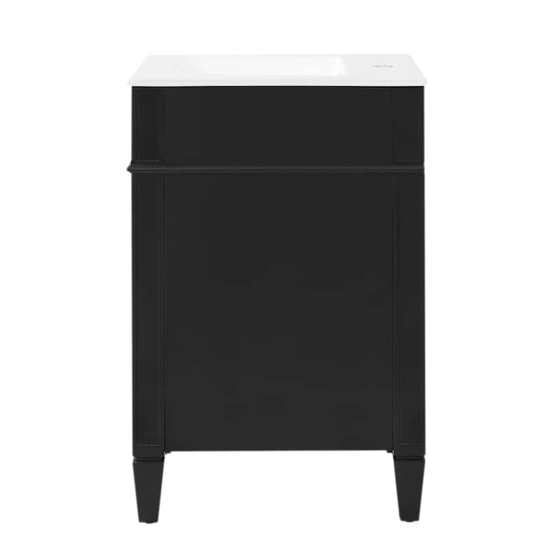 18" Freestanding Single Bathroom Vanity with Ceramic Sink, French Style Cabinet with Soft Close Door
