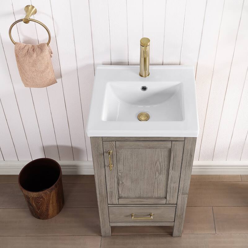 Gela Single Sink Bath Vanity with Drop-In Ceramic Basin without Mirror