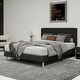 preview thumbnail 91 of 91, Caxkun Upholstered Platform Bed Frame with Wingback headboard Black - Queen