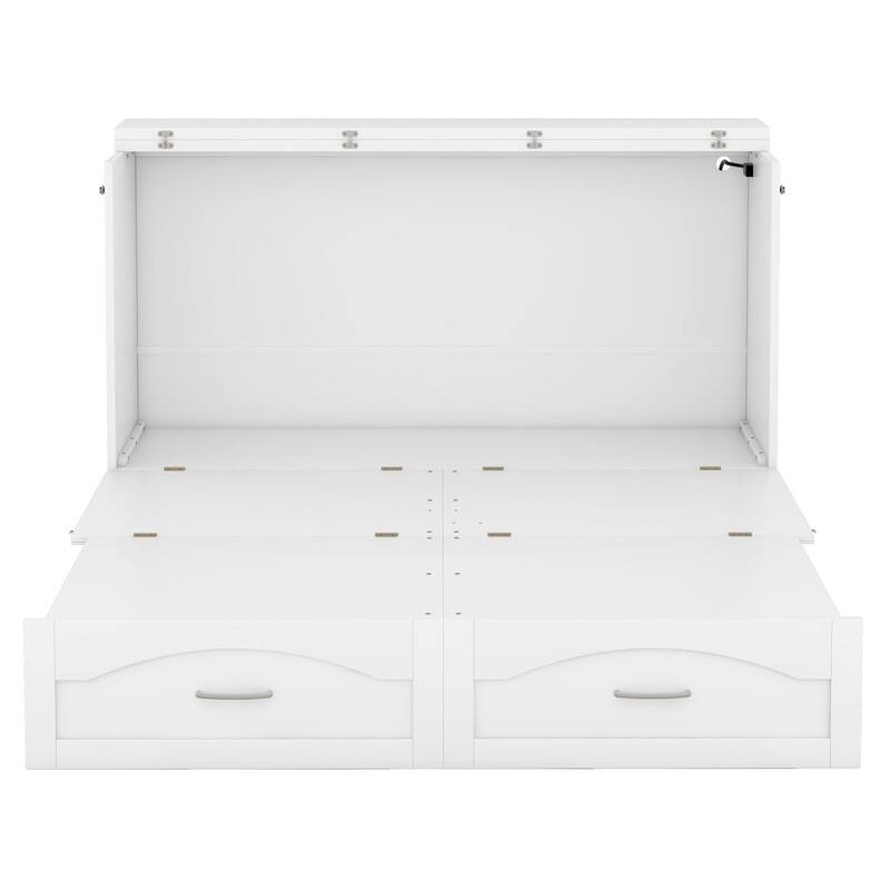 Queen Size Murphy Bed Wall Bed with drawer and a set of Sockets & USB Ports, Pulley Structure