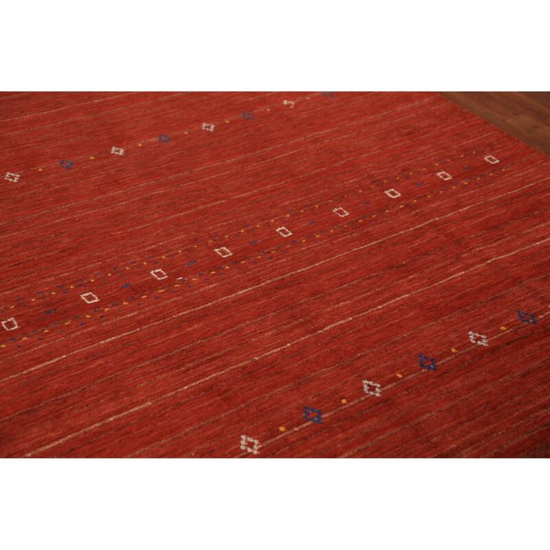 Orange Tribal Gabbeh Oriental Area Rug Handmade Wool Carpet - 6'9" x 9'9"