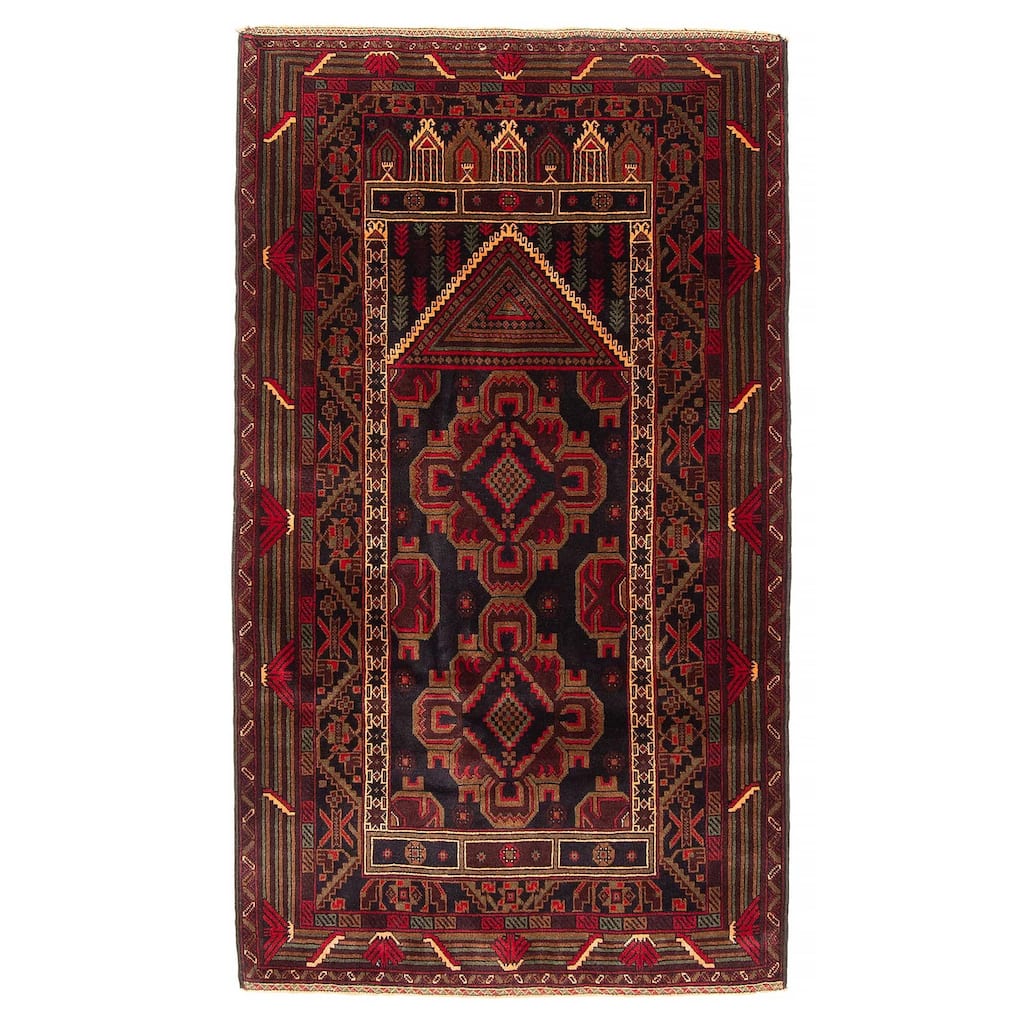 Teimani Black Rug 2'11" x 5'2" - 2'11 x 5'2