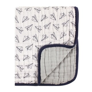 Hudson Baby Infant Boy Muslin Tranquility Quilt Blanket, Paper Airplane, One Size - Paper Airplane - One Size