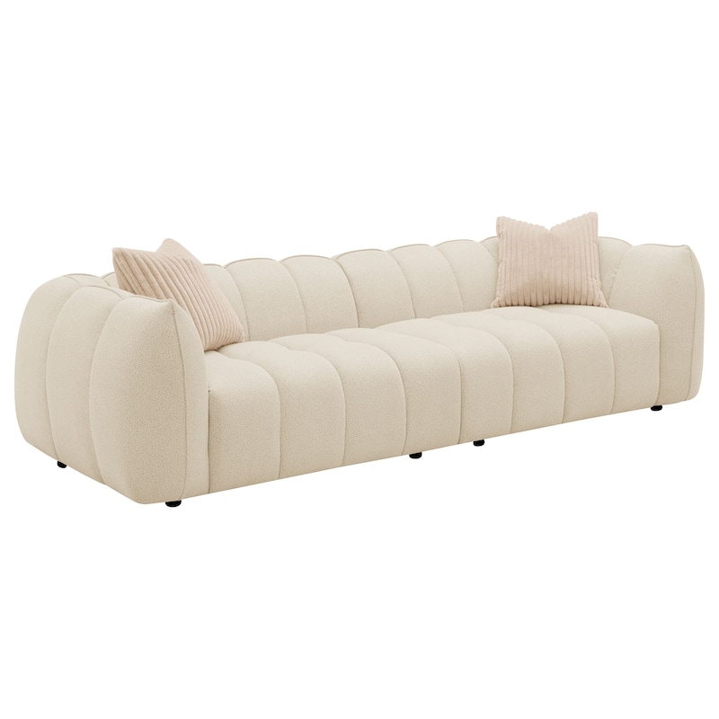 Winchester Boucle Upholstered Extra Long Sofa Sand Pebble - Sand Pebble