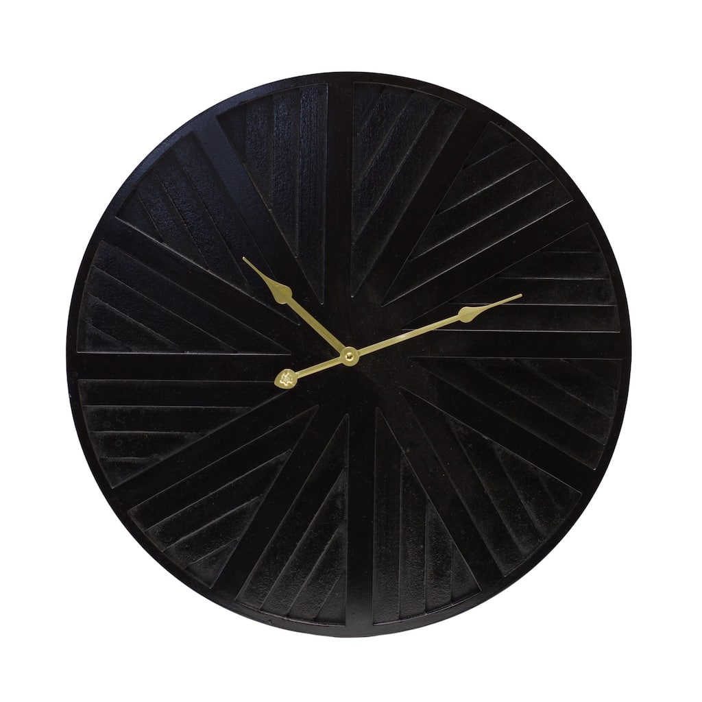 Round Numberless Wall Clock - 19.5" - Black and Gold