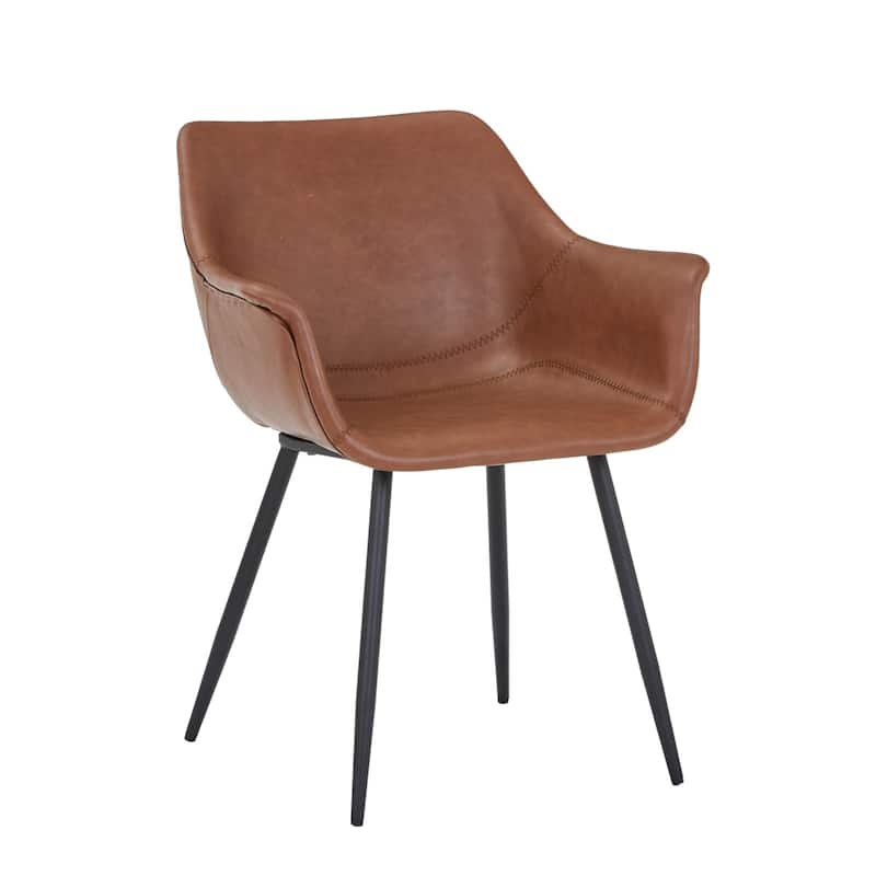 Markley Modern Leather Upholstered Dining Side Chairs with Black Iron Legs Accent Armchair for Home Kitchen Set of 4