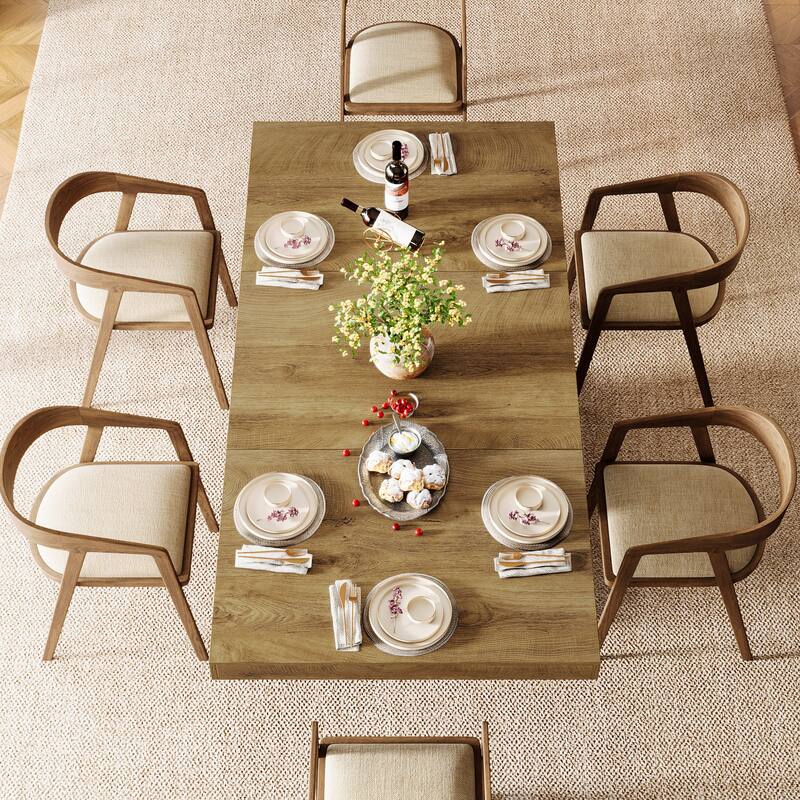 63'' Dining Table for 4-6, Farmhouse Wooden Rectangular Dinner Table