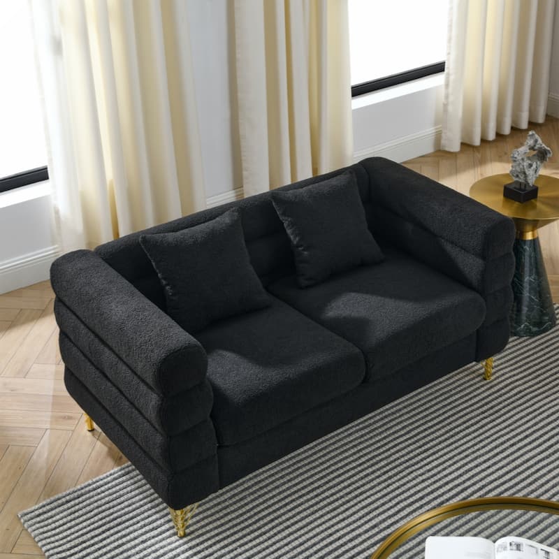 60Inch Oversized 2 Seater Sectional Sofa, Sectional Sofa-Deep Seating Sectional Sofa, Soft Sitting with 2 Pillows