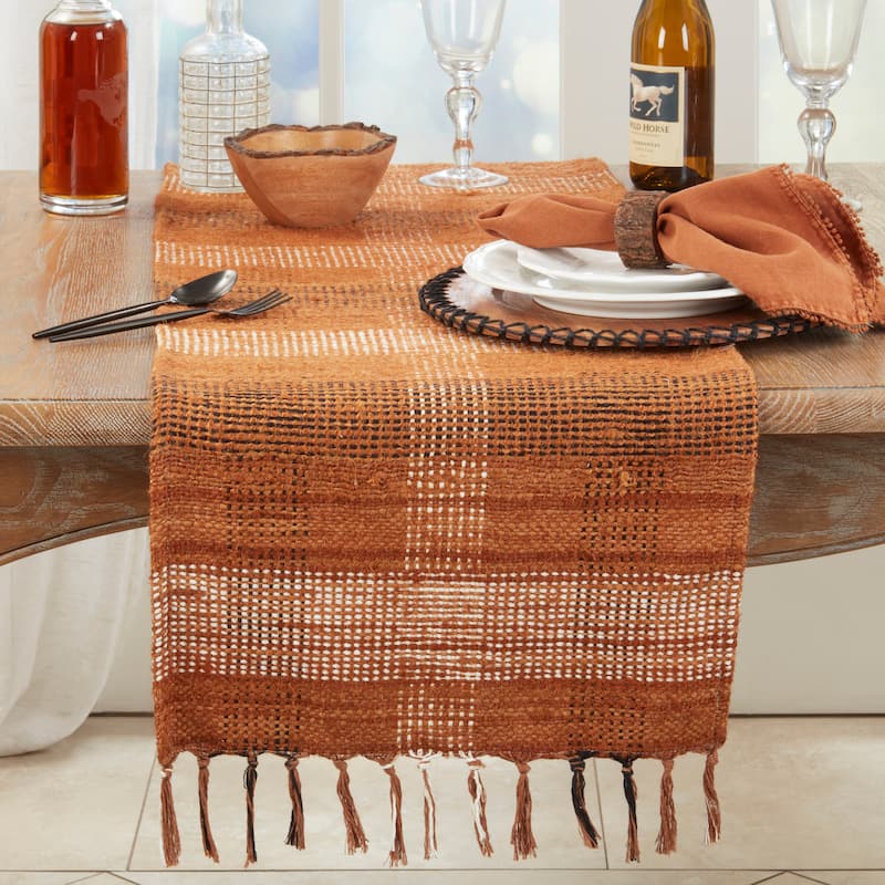 Vintage Rustic Plaid Table Runner - 16"x72"