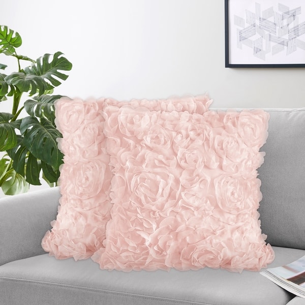HSINYA Set of 4 18x18 Pink Throw Pillow Covers Couch Bed Decorative Pillow  Covers Fashion Girls Silver Perfume Flowers Cute Accent Pillow Covers