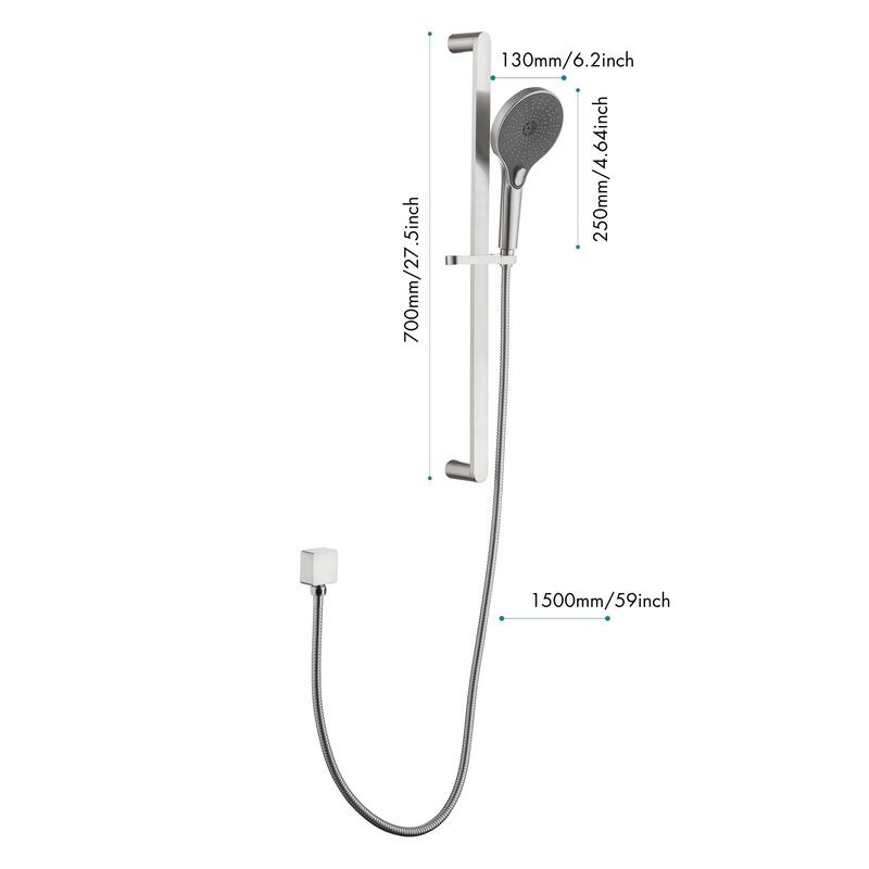 Handheld Shower with 28-Inch Slide Bar and 59-Inch Hose