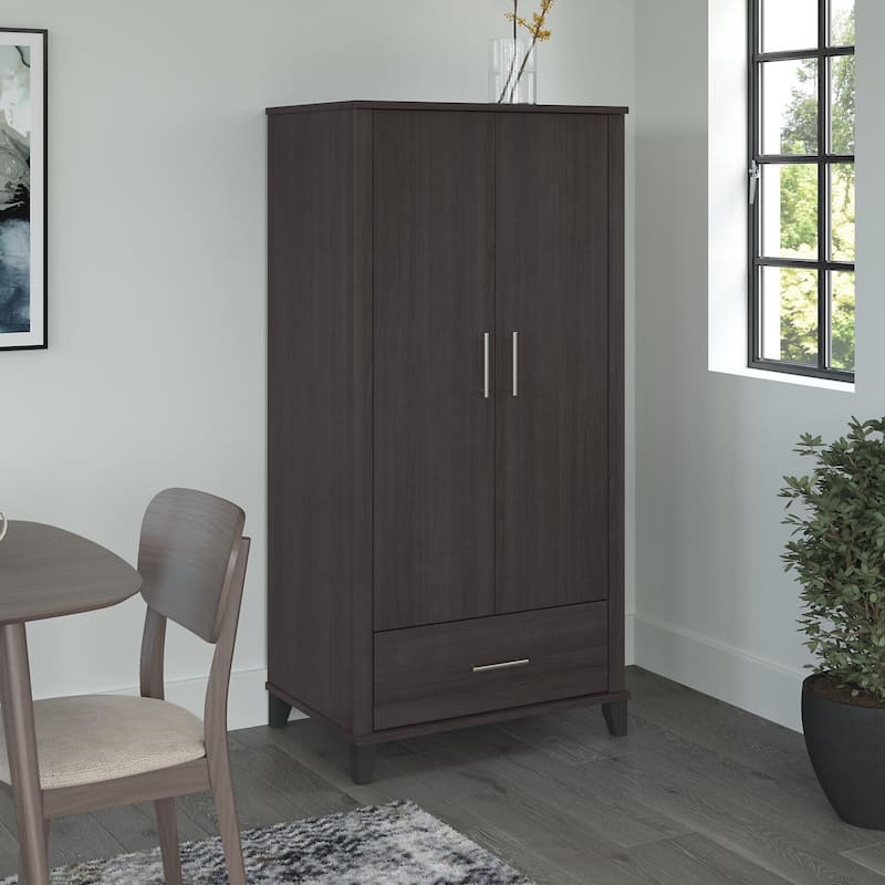 Somerset Tall Kitchen Pantry Cabinet with Drawer by Bush Furniture - Storm Gray