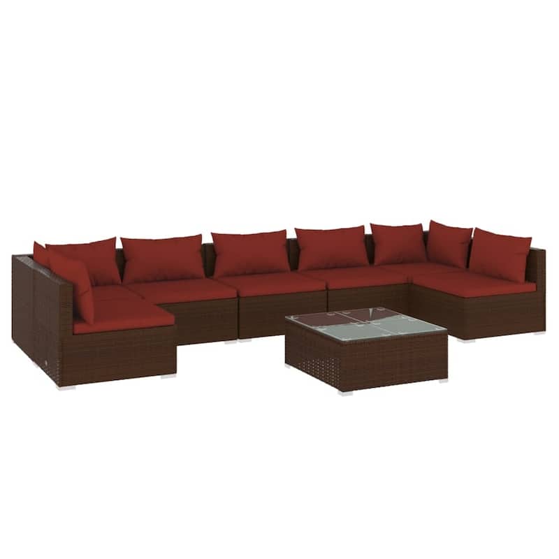 vidaXL Patio Lounge Set Outdoor Sectional Sofa Set Table Garden Poly Rattan - 27.6" x 27.6" x 23.8"