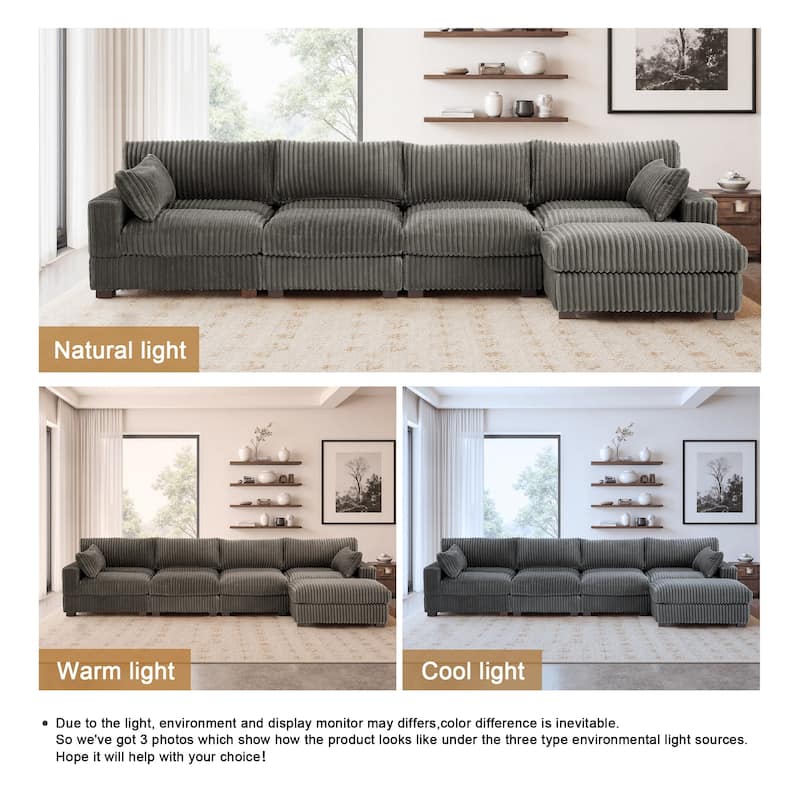 Oversized Plush Modular Sectional Sofa Couch with Ottoman