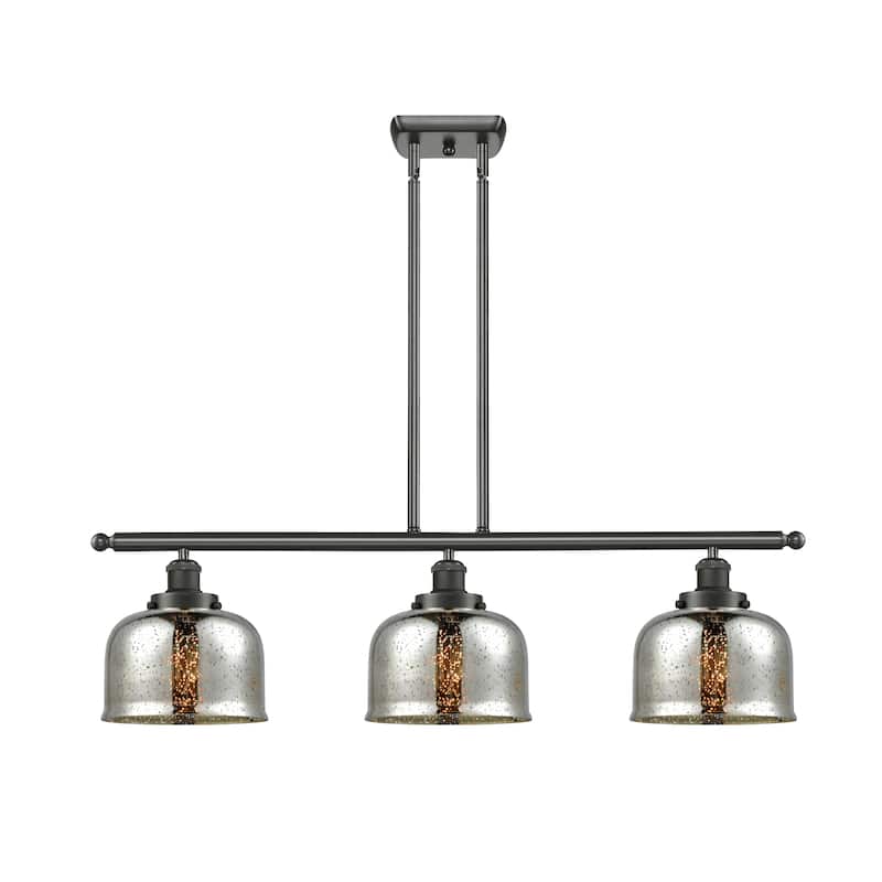 Innovations Lighting Bell - 3 Light 36" Island Light - 8" Shade - Silver Plated Mercury/Oil Rubbed Bronze