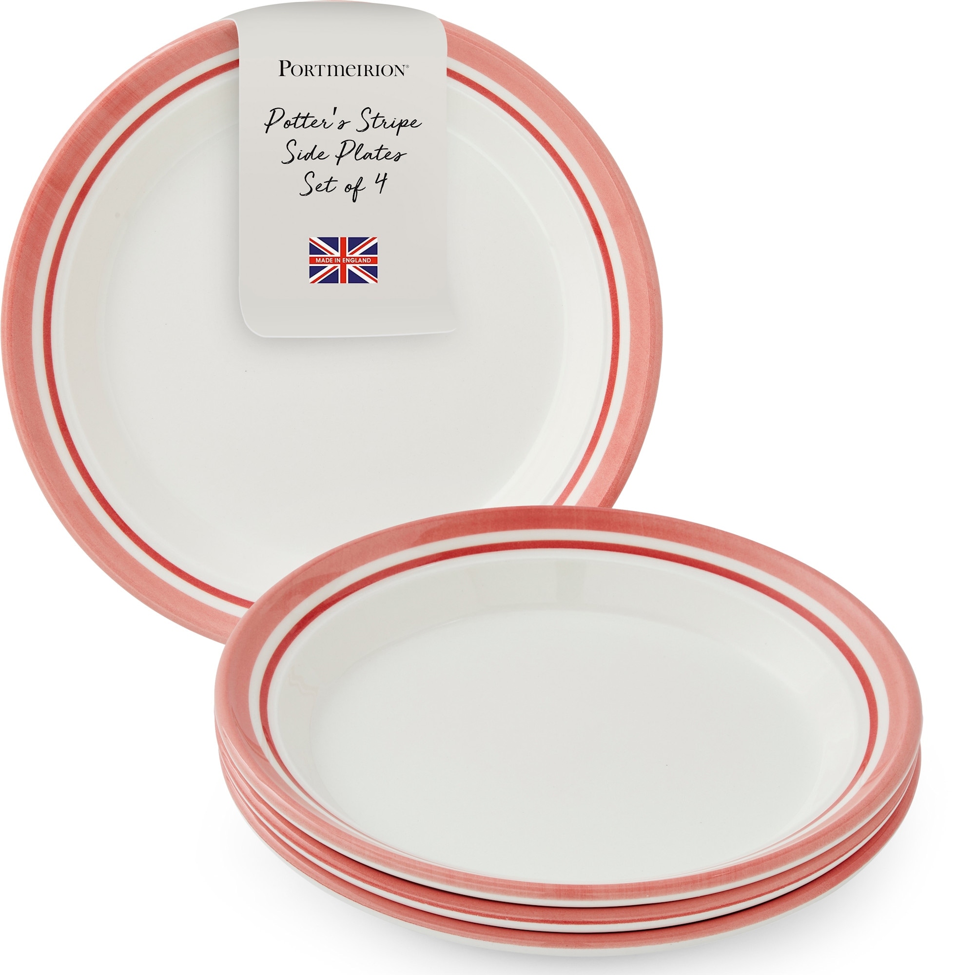 Portmeirion Set of 4 Potters Stripe Salad Plates - 8" D x 1" H