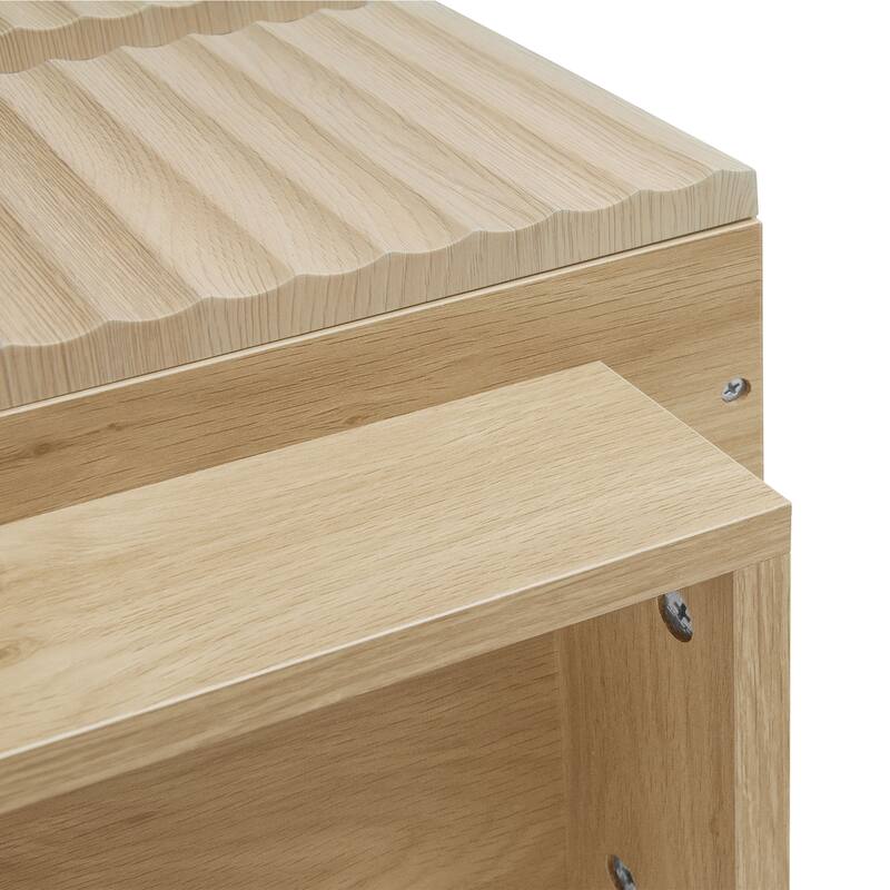 Fluted 6 Drawer Dresser, Double Dresser Chest with LED lights
