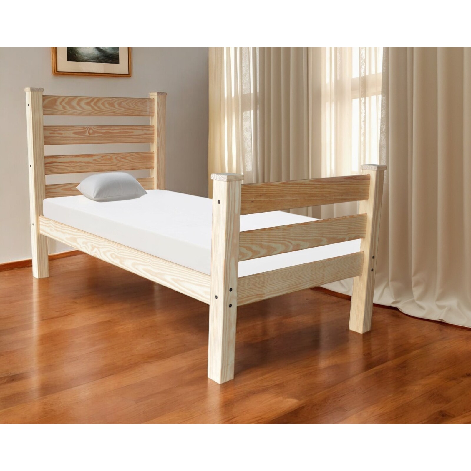 HomeRoots Natural Solid Wood Twin Bed Frame