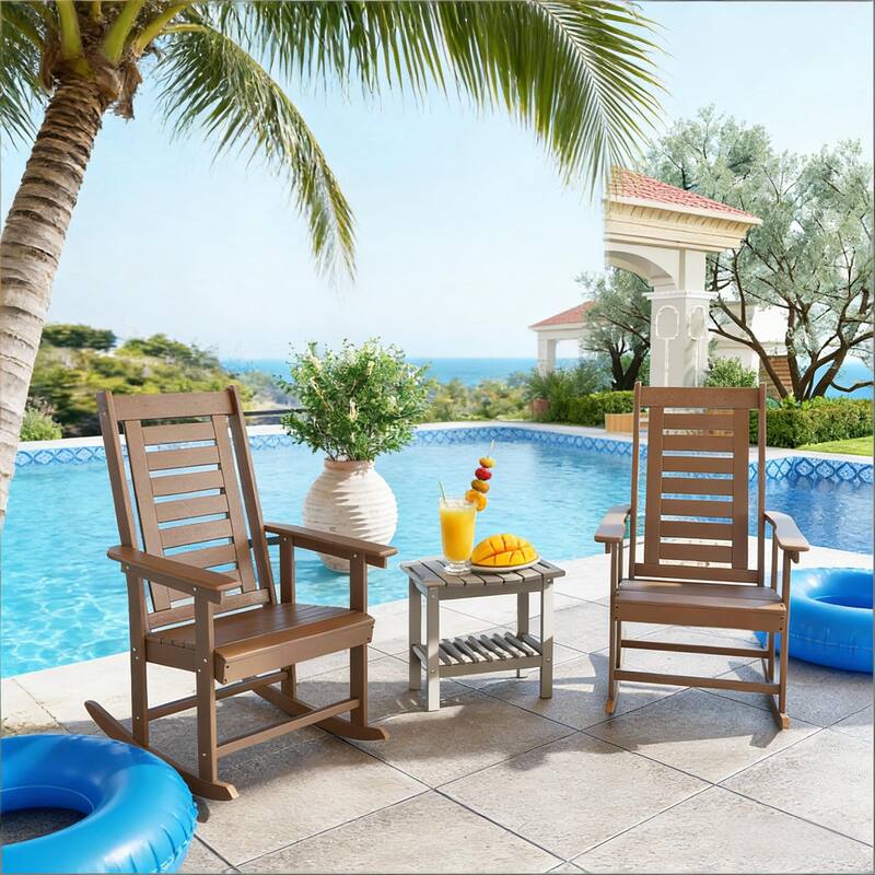 GDFStudio - Oliver Classic HDPE Outdoor Rocking Chair Set