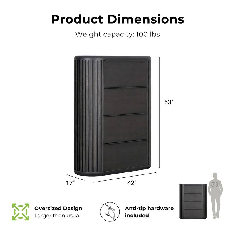 Furniture of America Caelan I Modern 6-Piece Black Solid Wood Fluted Panel Bedroom Set with Motion Light