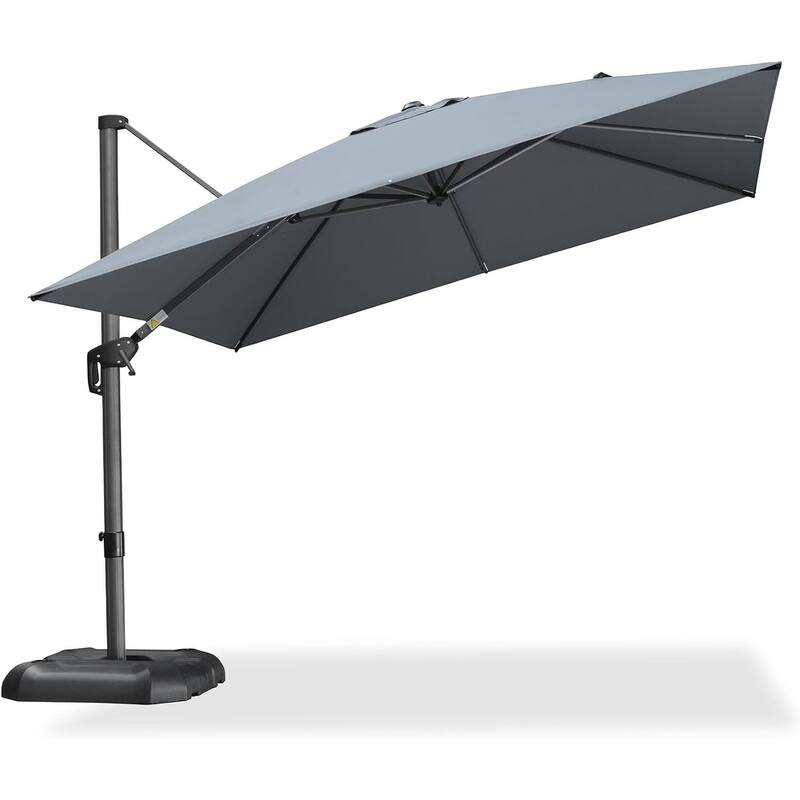 PURPLE LEAF 10 ft Square 360 Degree Rotation Patio Cantilever Umbrella - Light Grey