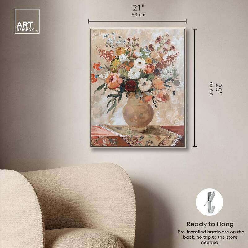 Clay Vase and Flowers Canvas by Art Remedy