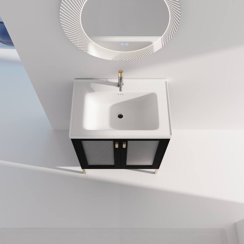 Freestanding Bathroom Vanity with Soft-Close Hinges and Durable Ceramic Sink - 27.8-Inch - 27.8in L