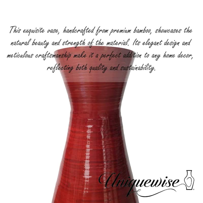 Decorative 24-inch Tall Red Bamboo Floor Vase for Modern Home, Office, Living Room, Bedroom, and Entryway Interior Decor