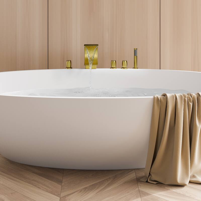 Altair Recea Triple Handle Deck-Mount Roman Tub Faucet with Diverter and Handshower