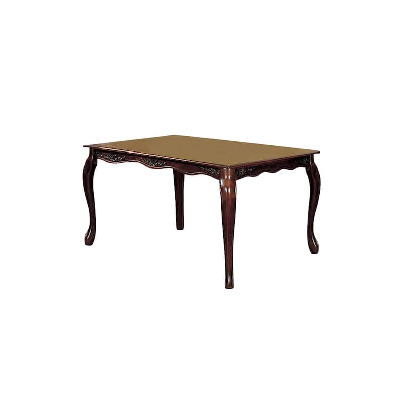 Wooden Dining Table with Floral Carved Brown Top and Cabriole Legs - Decorative and Sturdy Home Table - 60