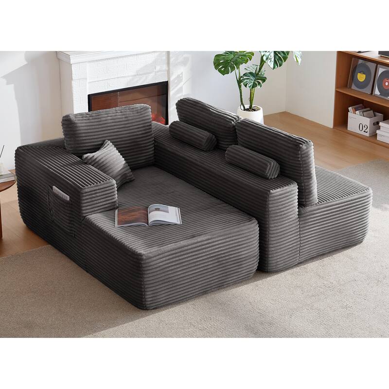104" Cloud Sectional Sofa with L-Shape Chaise and Side Pockets, Modern Modular Design, Deep Seating, Upholstered Couch