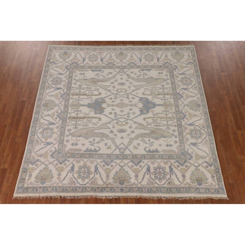 All-Over Oushak Oriental Square Area Rug Handmade Wool Carpet - 7'10"x 7'11"