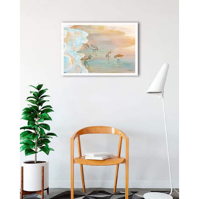 Back Bay Sandpipers Framed Poster - 24 x 36 Inch - White