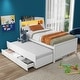 preview thumbnail 4 of 12, Twin Size Solid Pine Wood Platform Kids Bed Frame with LED Storage Headboard, Twin Size Trundle, 3-Drawers and Shelves, White