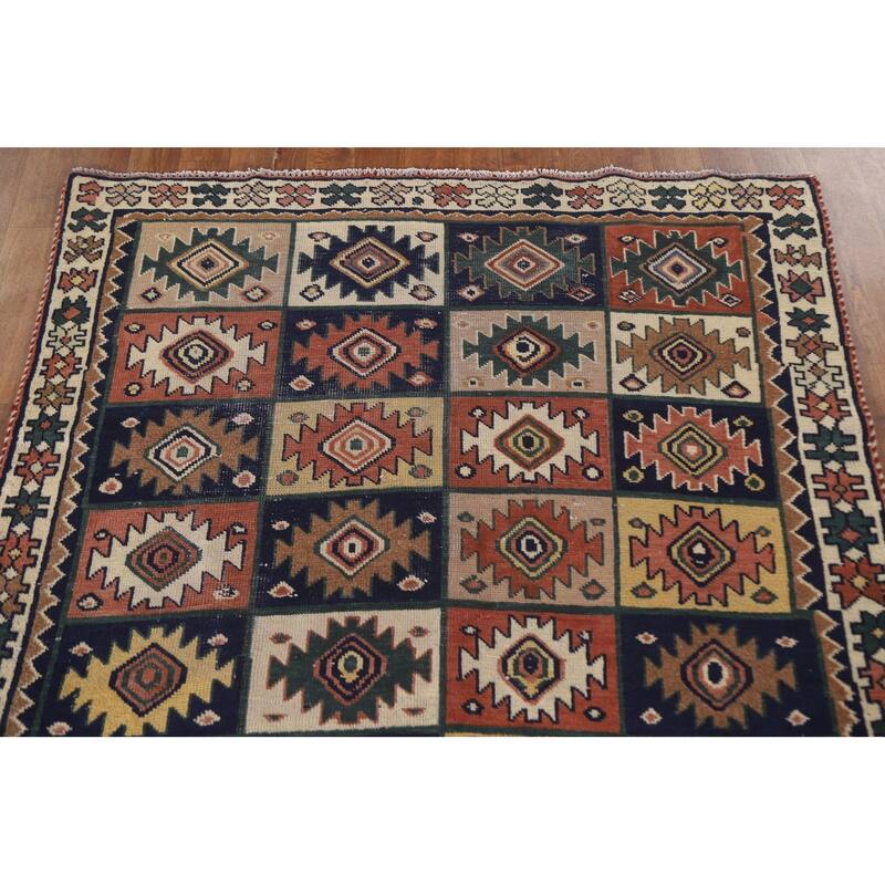 Bakhtiari Persian Vintage Area Rug Hand-knotted Wool Carpet - 3'10"x 7'5"