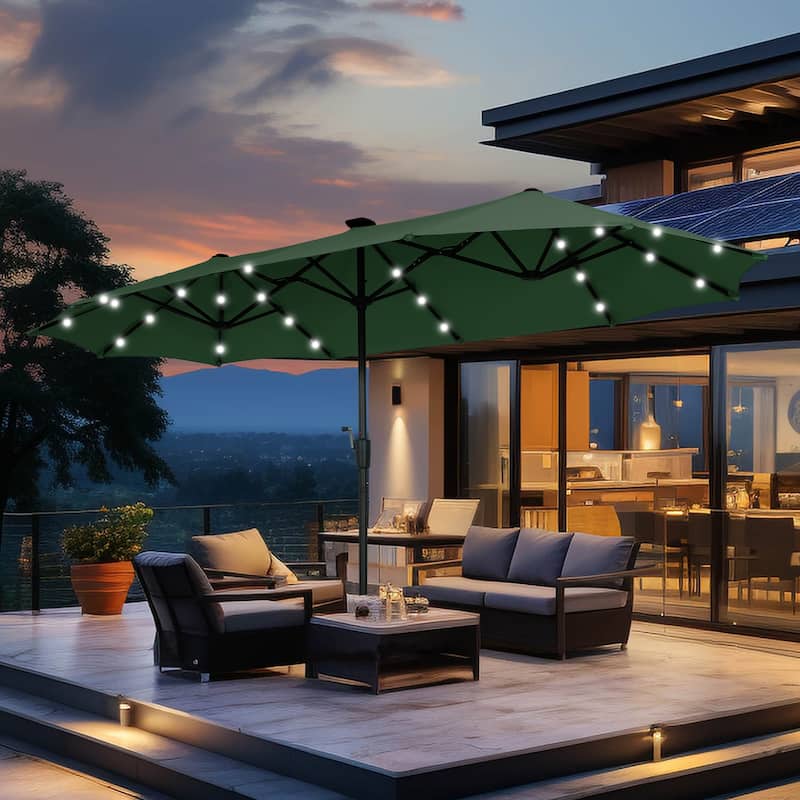 Autlaycil 13ft Extra Large Patio Umbrella with Solar Lights(Without Base)