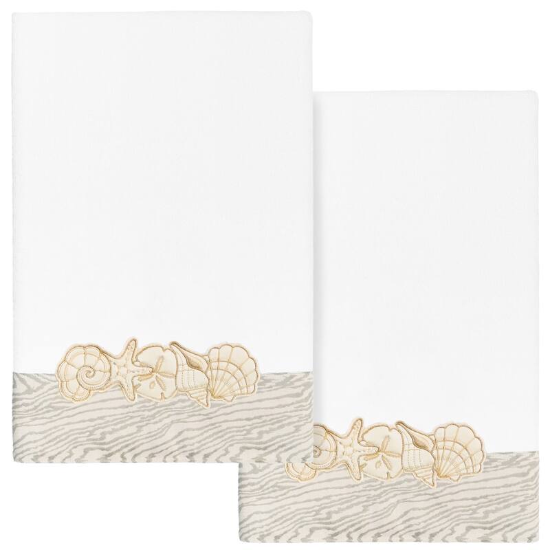 Authentic Hotel and Spa Turkish Cotton Shell Row 2PC Bath Towel Set - White