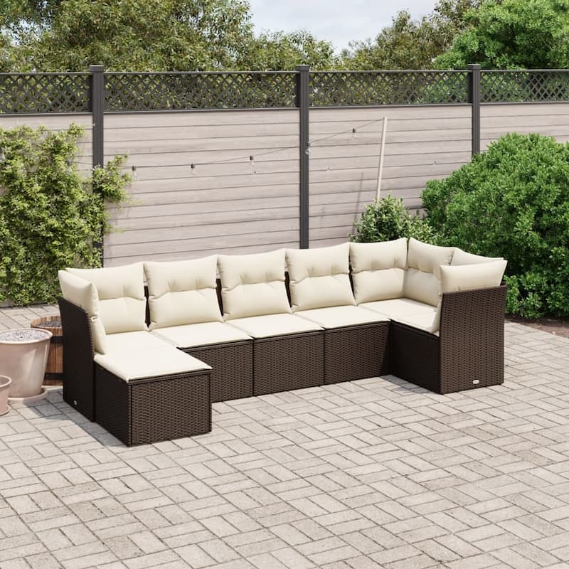 vidaXL Garden Sofa Set Beige/Black/Brown/Grey