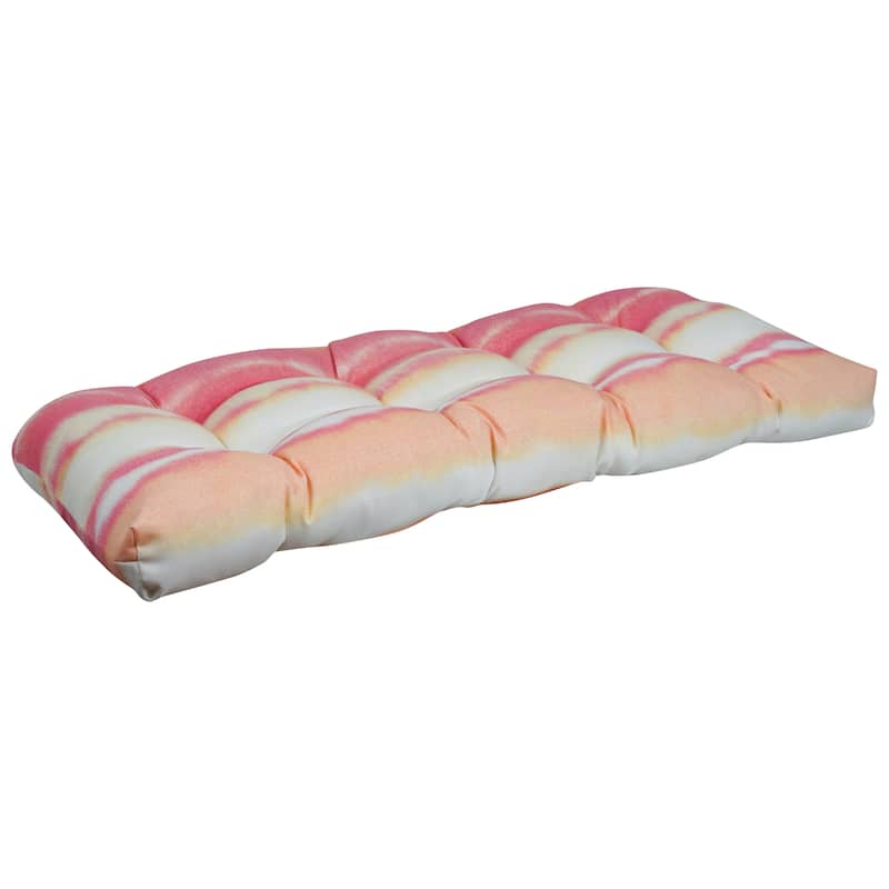 42-inch Rounded Back Tufted Outdoor Loveseat/Bench Cushion - Willsboro Sunrise