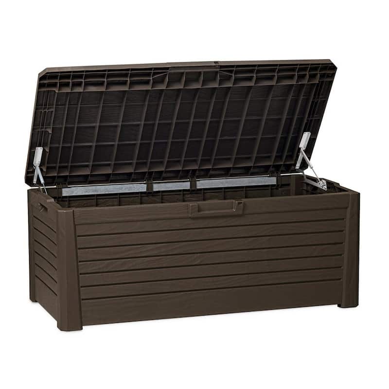 Toomax Florida Heavy Duty 145 Gallon Novel Resin Outdoor Storage Deck Box, Brown - 35