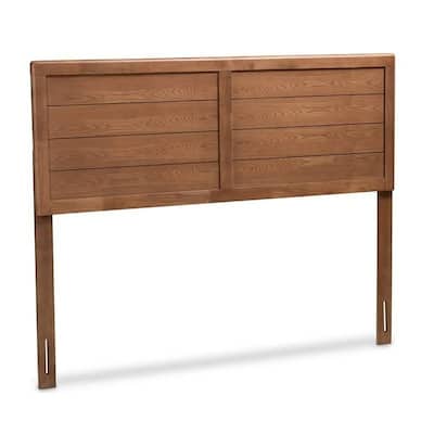 Farmhouse Headboard in Rustic Brown Walnut Wood Finish