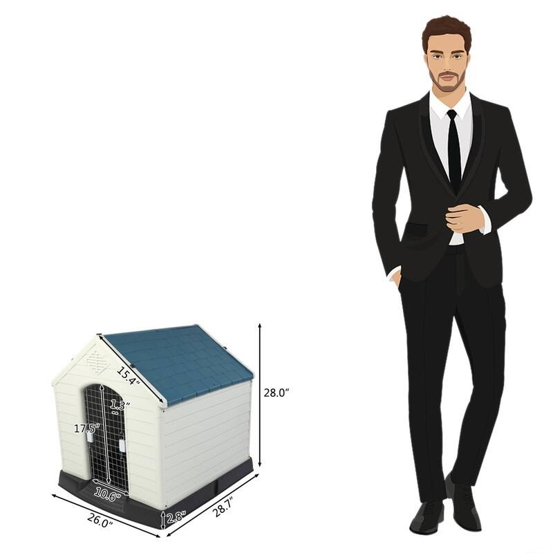 Dog House Kennel Water Resistant for Small Medium Sized Dogs with Door - 28"H