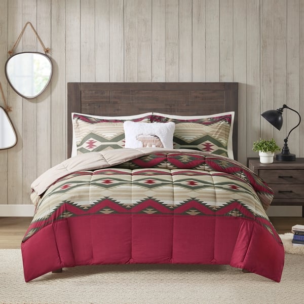 slide 2 of 16, Woolrich Emmet Creek Down Alternative Comforter Set with Throw Pillow Red - King